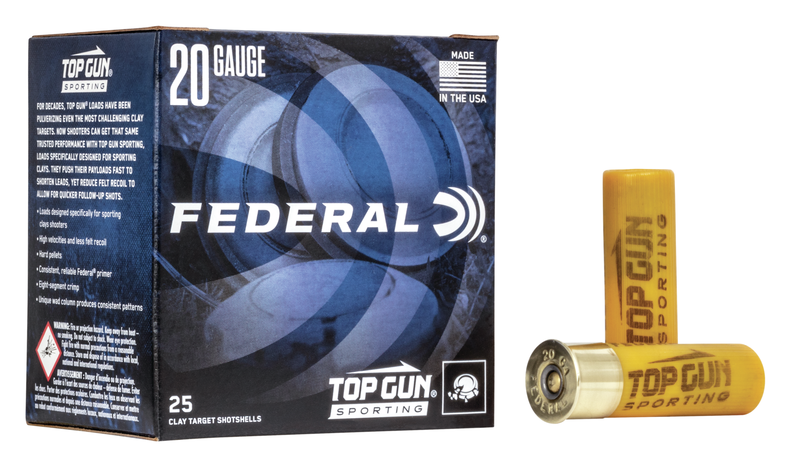Federal Top Gun Sporting Clay Target Shotshells 20 Gauge 7.5 2.